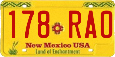 NM license plate 178RAO