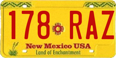 NM license plate 178RAZ