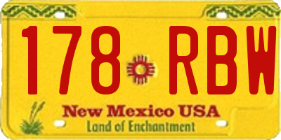 NM license plate 178RBW