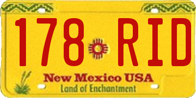 NM license plate 178RID