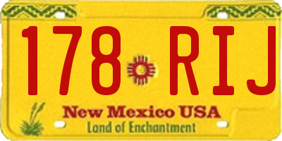 NM license plate 178RIJ