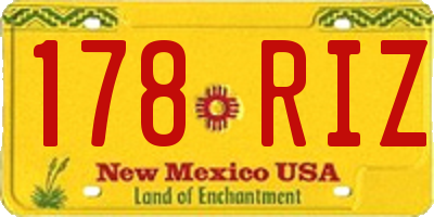 NM license plate 178RIZ