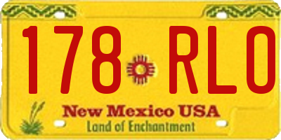 NM license plate 178RLO