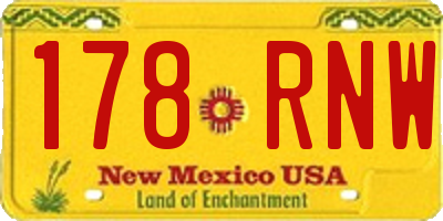 NM license plate 178RNW