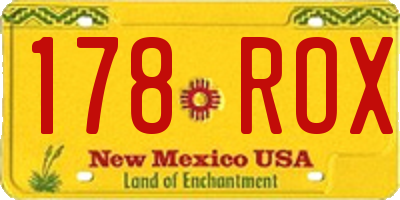 NM license plate 178ROX