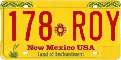 NM license plate 178ROY