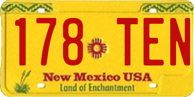 NM license plate 178TEN