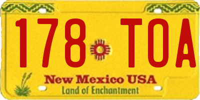 NM license plate 178TOA