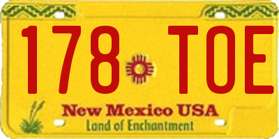NM license plate 178TOE