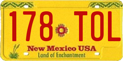 NM license plate 178TOL
