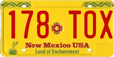 NM license plate 178TOX