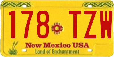 NM license plate 178TZW