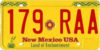 NM license plate 179RAA