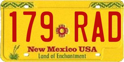 NM license plate 179RAD