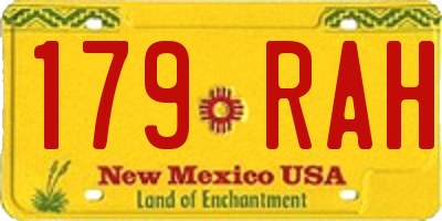 NM license plate 179RAH