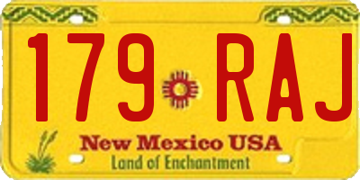 NM license plate 179RAJ