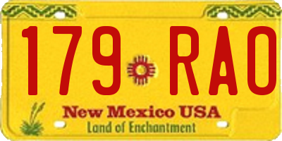 NM license plate 179RAO