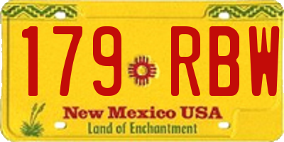 NM license plate 179RBW