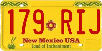 NM license plate 179RIJ