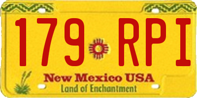 NM license plate 179RPI