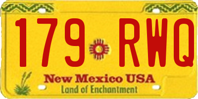 NM license plate 179RWQ