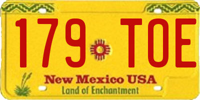 NM license plate 179TOE