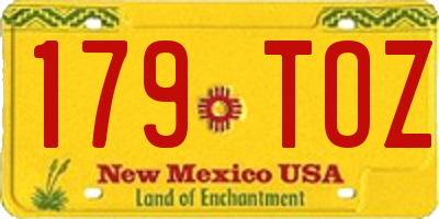NM license plate 179TOZ