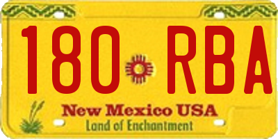 NM license plate 180RBA