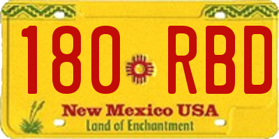 NM license plate 180RBD