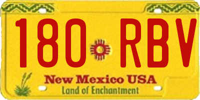 NM license plate 180RBV