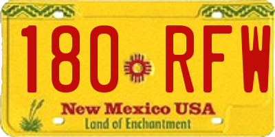 NM license plate 180RFW