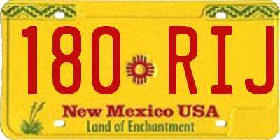 NM license plate 180RIJ