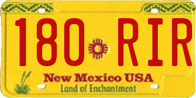 NM license plate 180RIR