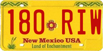 NM license plate 180RIW