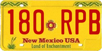 NM license plate 180RPB