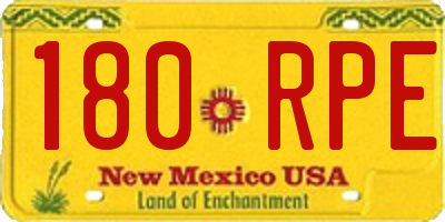 NM license plate 180RPE