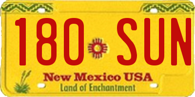 NM license plate 180SUN
