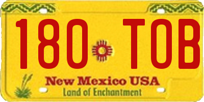 NM license plate 180TOB