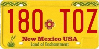 NM license plate 180TOZ