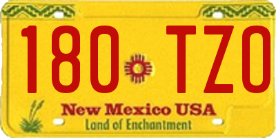 NM license plate 180TZO