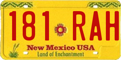 NM license plate 181RAH