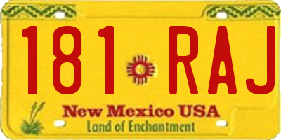 NM license plate 181RAJ