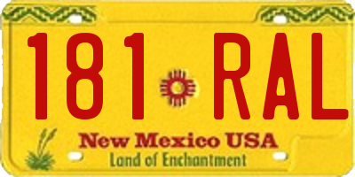 NM license plate 181RAL