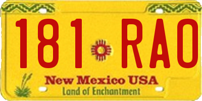 NM license plate 181RAO