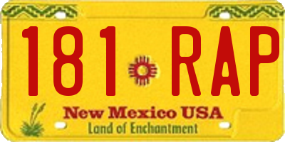 NM license plate 181RAP