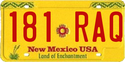 NM license plate 181RAQ