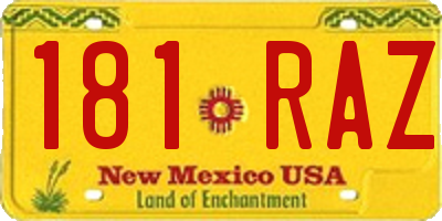 NM license plate 181RAZ