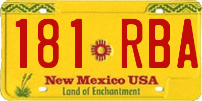 NM license plate 181RBA