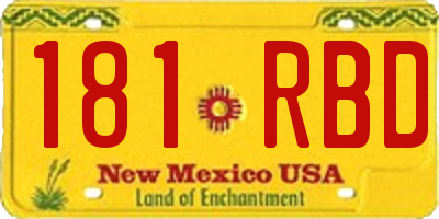 NM license plate 181RBD