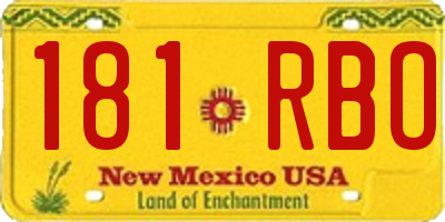NM license plate 181RBO
